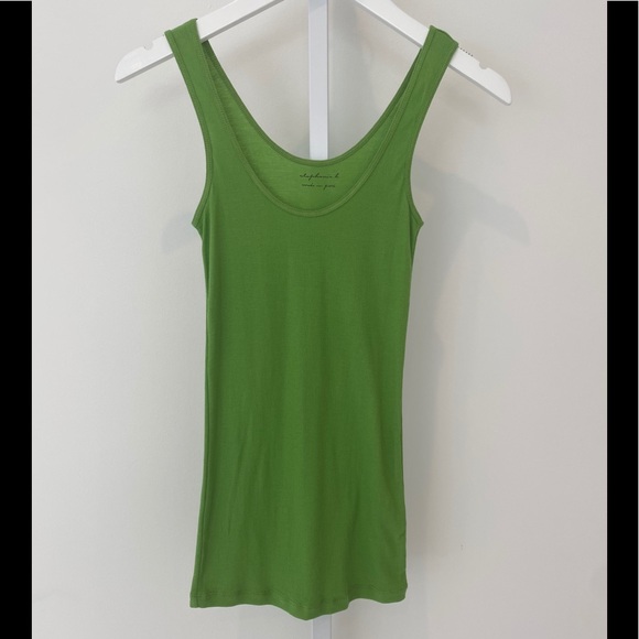 STEPHANIE B GREEN PIMA COTTON TANK TOP S NWOTS! - Picture 2 of 12